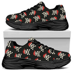 Pirate Skull Crossbones Pattern Print Black Chunky Shoes