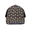 Pirate Skull Crossbones Pattern Print Black Mesh Trucker Cap