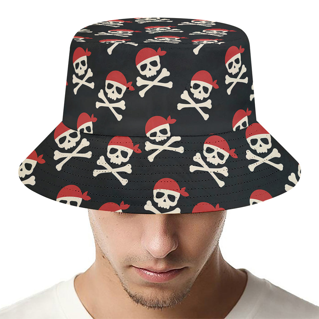 Pirate Skull Crossbones Pattern Print Bucket Hat