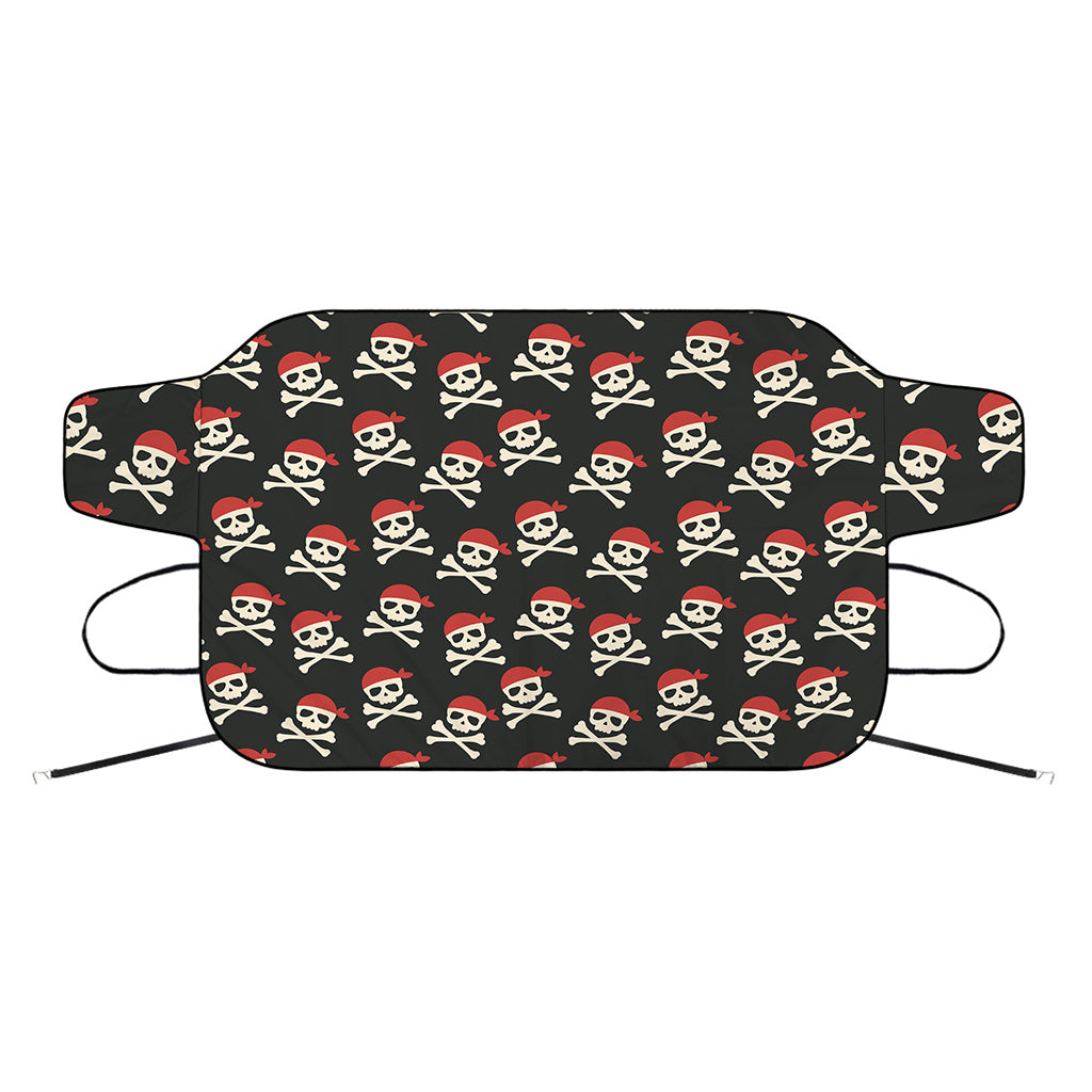 Pirate Skull Crossbones Pattern Print Car Windshield Snow Cover