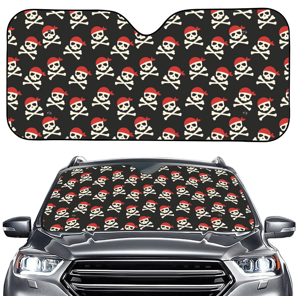 Pirate Skull Crossbones Pattern Print Car Windshield Sun Shade