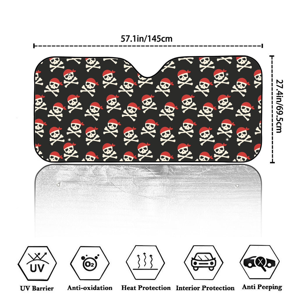 Pirate Skull Crossbones Pattern Print Car Windshield Sun Shade