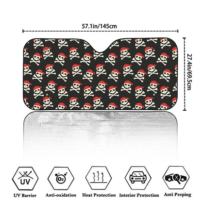 Pirate Skull Crossbones Pattern Print Car Windshield Sun Shade