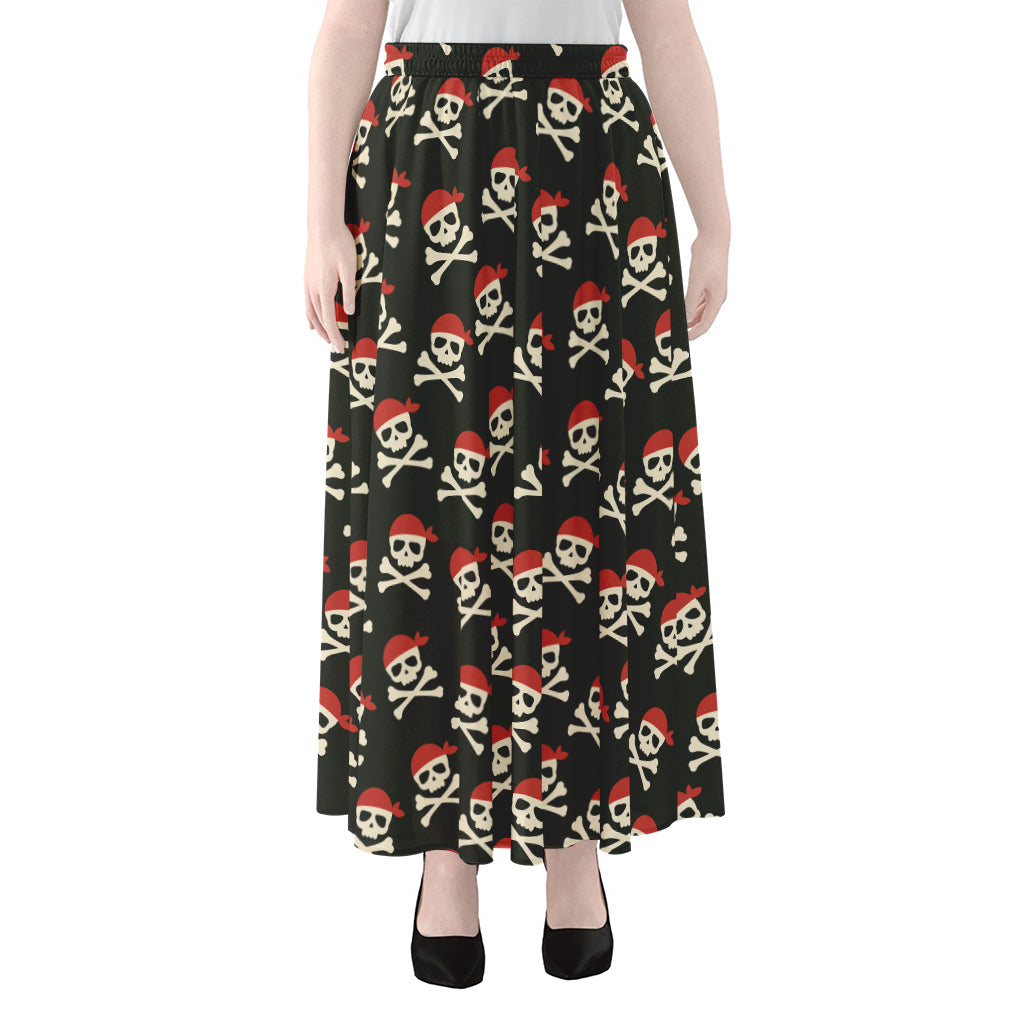 Pirate Skull Crossbones Pattern Print Chiffon Maxi Skirt