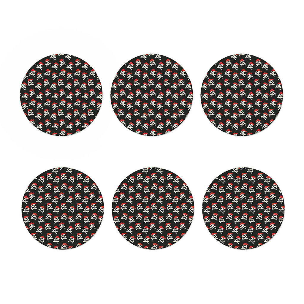 Pirate Skull Crossbones Pattern Print Coaster Set