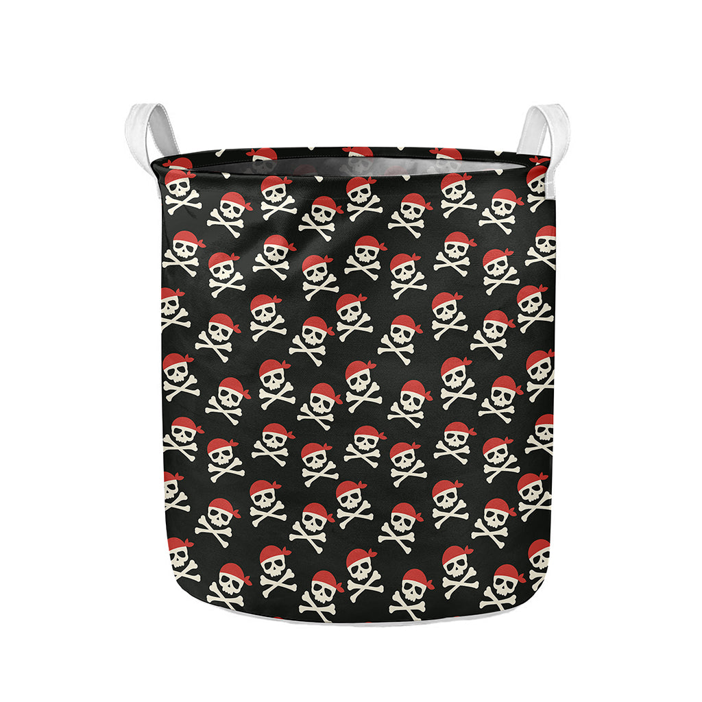 Pirate Skull Crossbones Pattern Print Collapsible Laundry Basket