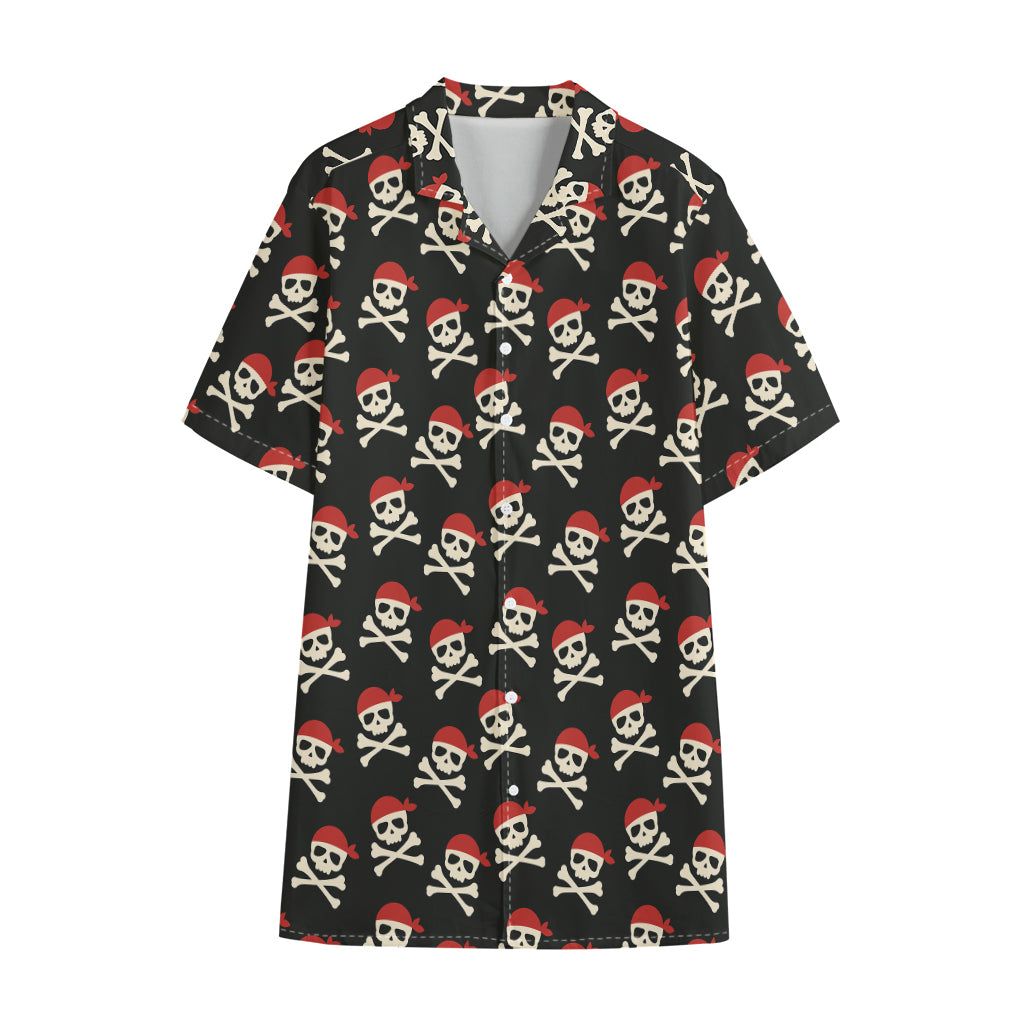 Pirate Skull Crossbones Pattern Print Cotton Hawaiian Shirt