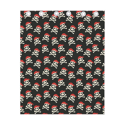 Pirate Skull Crossbones Pattern Print Curtain