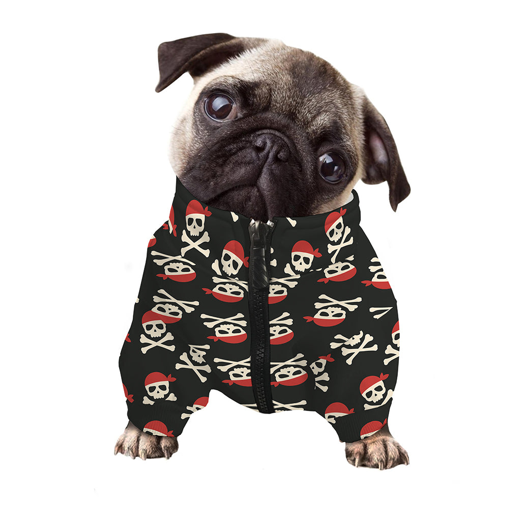 Pirate Skull Crossbones Pattern Print Dog Zip Up Jacket