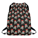 Pirate Skull Crossbones Pattern Print Drawstring Backpack