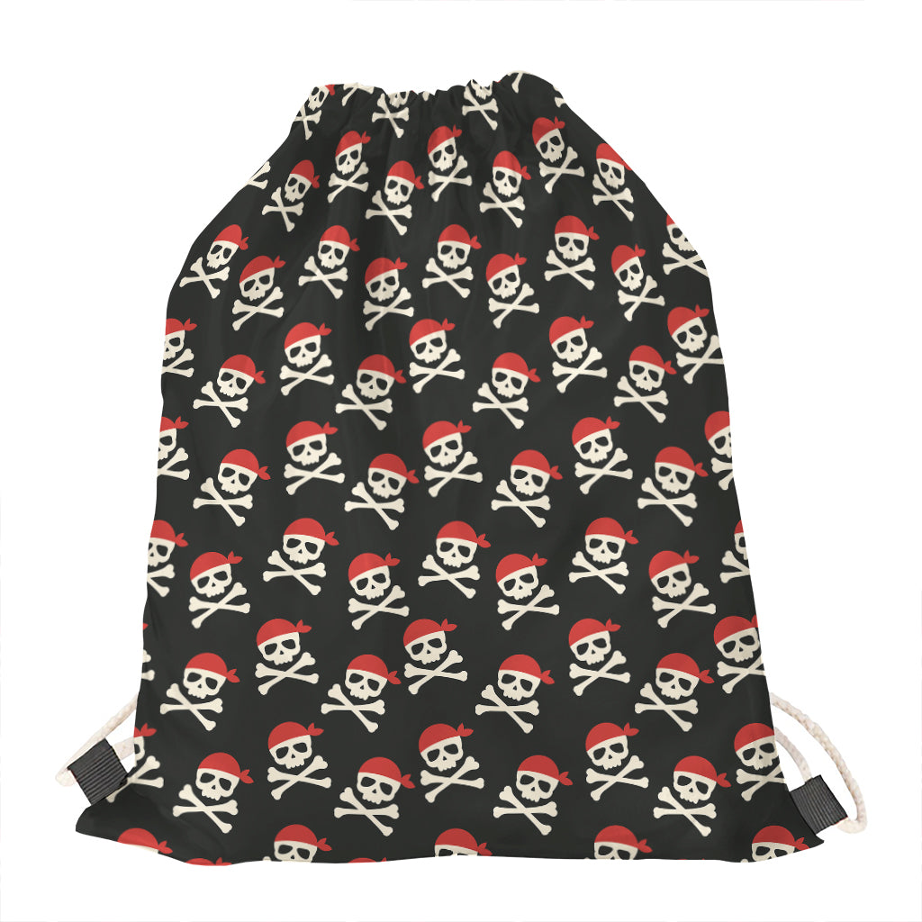 Pirate Skull Crossbones Pattern Print Drawstring Bag