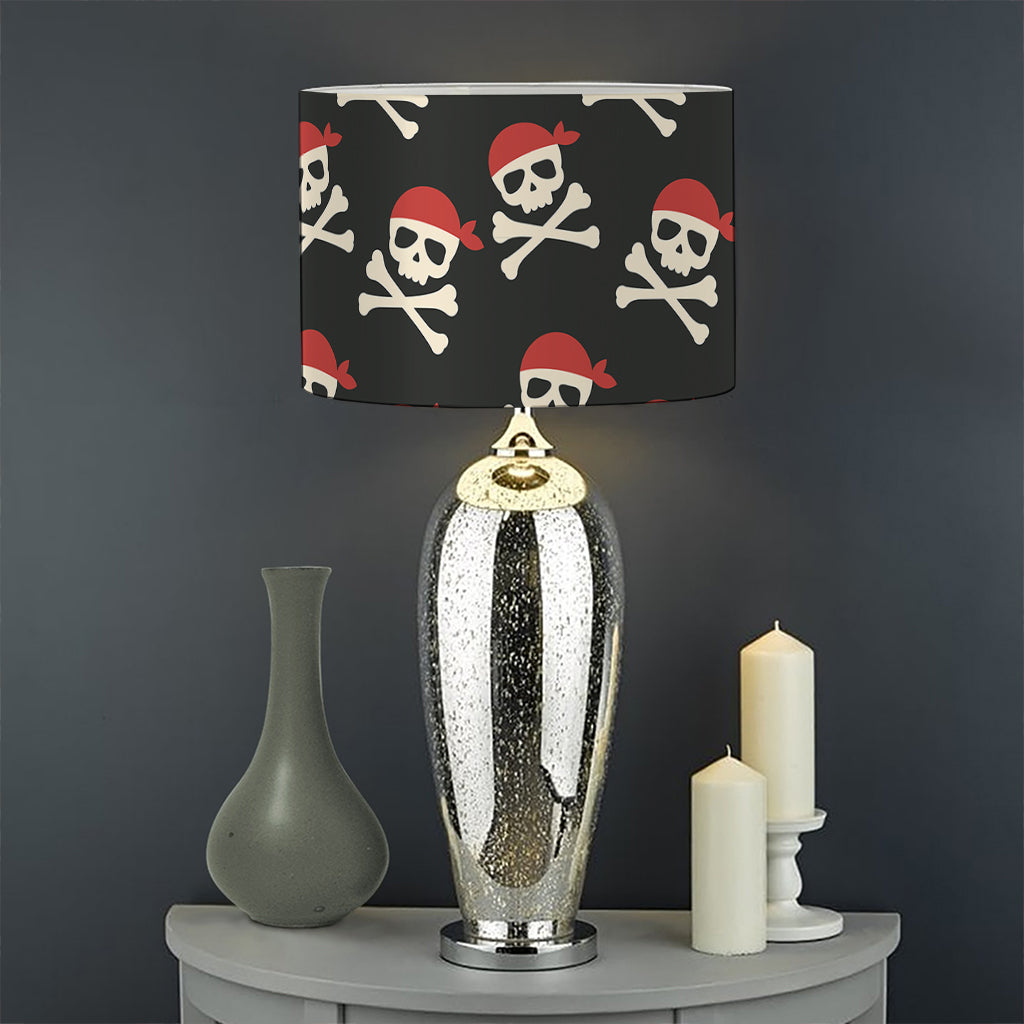 Pirate Skull Crossbones Pattern Print Drum Lamp Shade