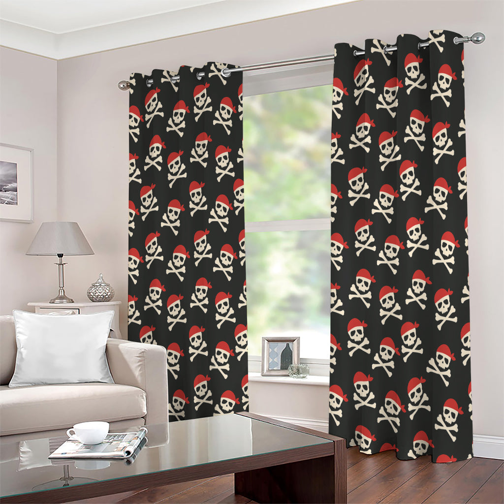 Pirate Skull Crossbones Pattern Print Extra Wide Grommet Curtains