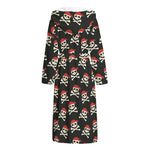 Pirate Skull Crossbones Pattern Print Hooded Bathrobe