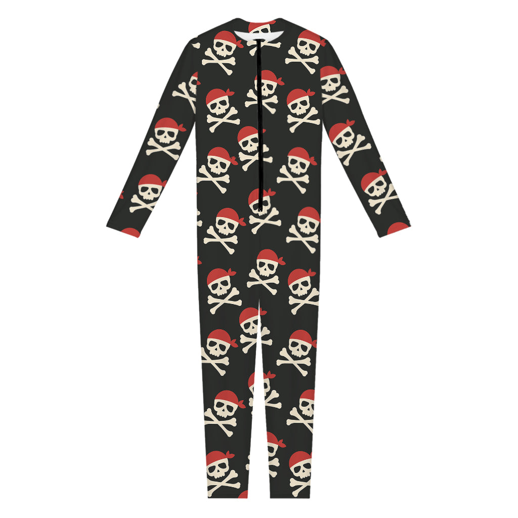 Pirate Skull Crossbones Pattern Print Jumpsuit