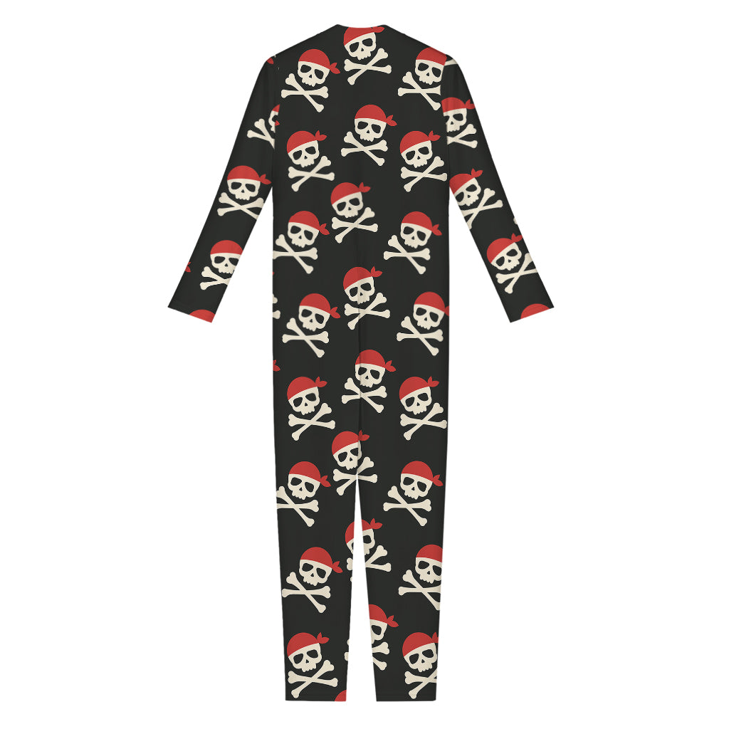 Pirate Skull Crossbones Pattern Print Jumpsuit