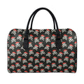 Pirate Skull Crossbones Pattern Print Leather Duffel Bag