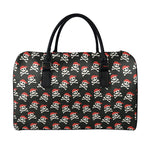 Pirate Skull Crossbones Pattern Print Leather Duffle Bag