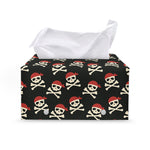 Pirate Skull Crossbones Pattern Print Leather Tissue Box Cover