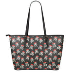 Pirate Skull Crossbones Pattern Print Leather Tote Bag