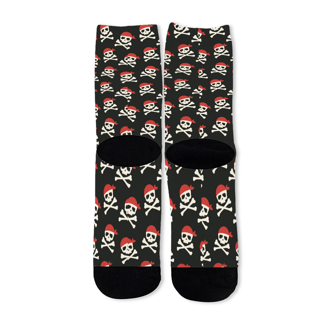 Pirate Skull Crossbones Pattern Print Long Socks