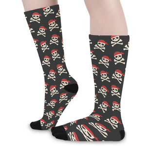 Pirate Skull Crossbones Pattern Print Long Socks