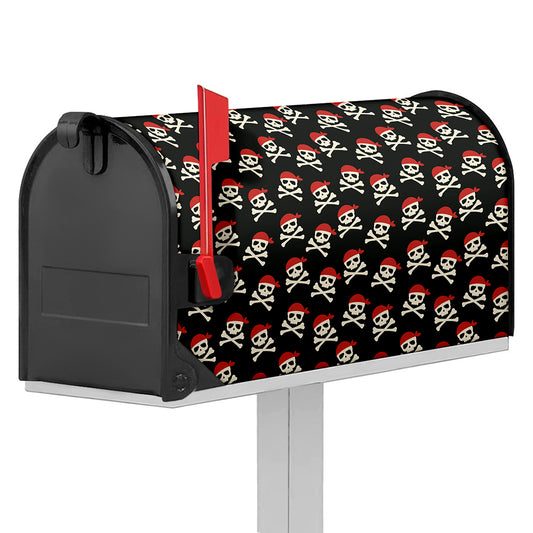 Pirate Skull Crossbones Pattern Print Mailbox Cover