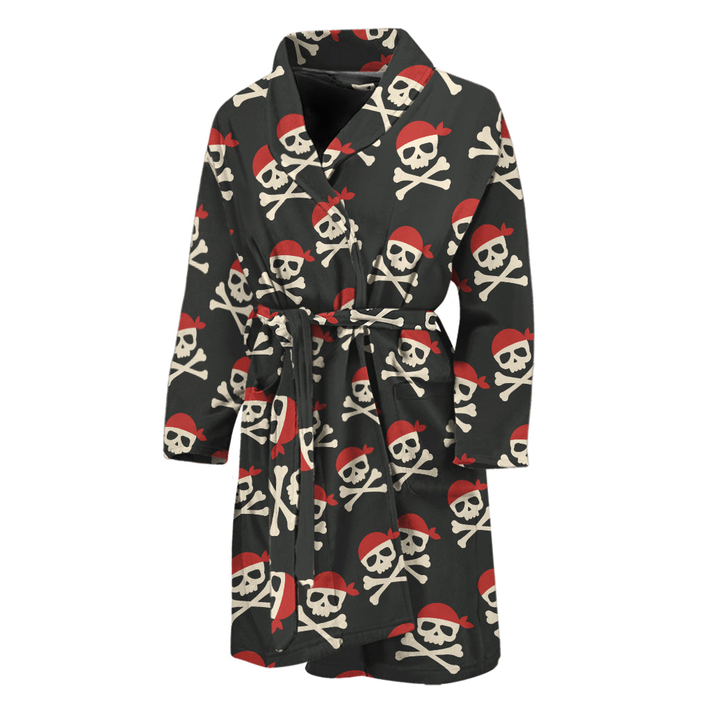 Pirate Skull Crossbones Pattern Print Men's Bathrobe