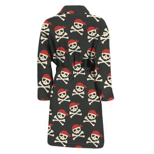 Pirate Skull Crossbones Pattern Print Men's Bathrobe