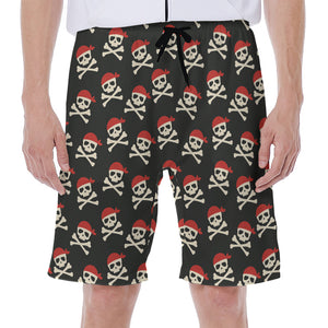 Pirate Skull Crossbones Pattern Print Men's Beach Shorts