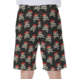 Pirate Skull Crossbones Pattern Print Men's Beach Shorts