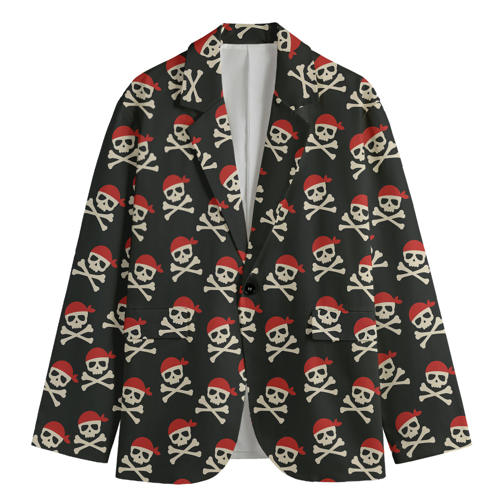 Pirate Skull Crossbones Pattern Print Men's Cotton Blazer