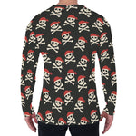 Pirate Skull Crossbones Pattern Print Men's Long Sleeve T-Shirt