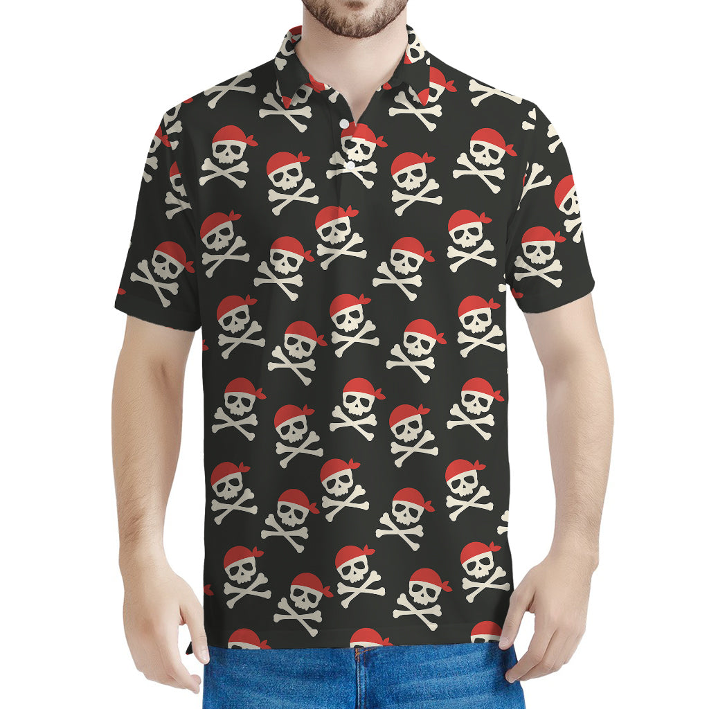 Pirate Skull Crossbones Pattern Print Men's Polo Shirt