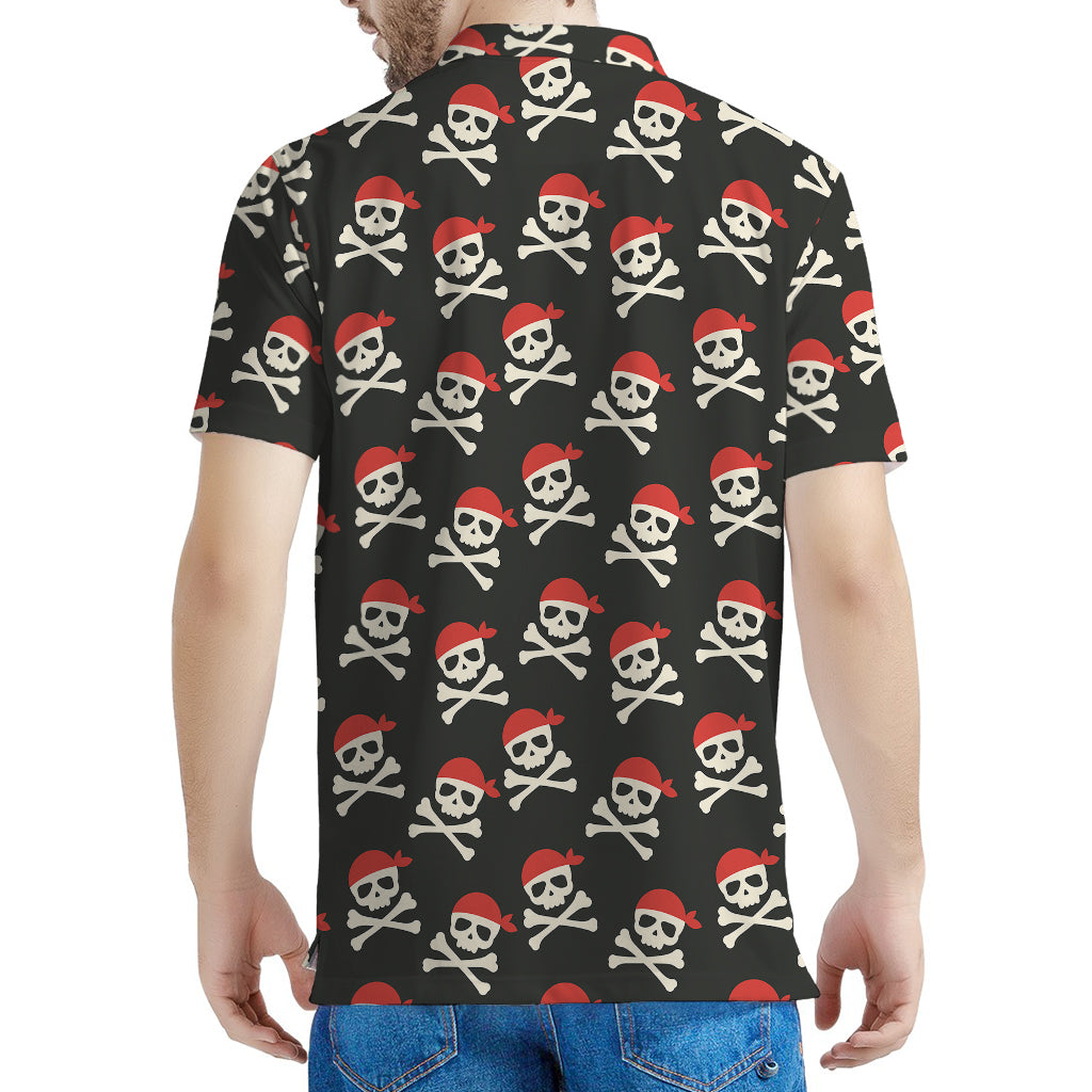 Pirate Skull Crossbones Pattern Print Men's Polo Shirt