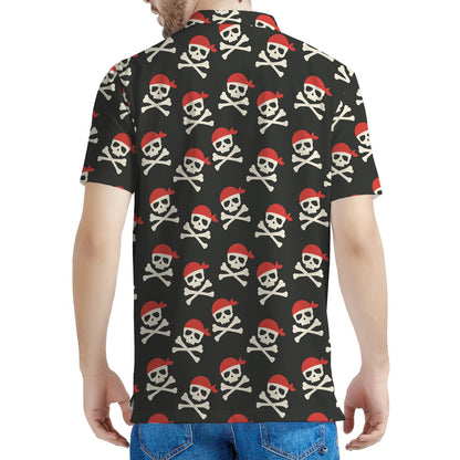 Pirate Skull Crossbones Pattern Print Men's Polo Shirt