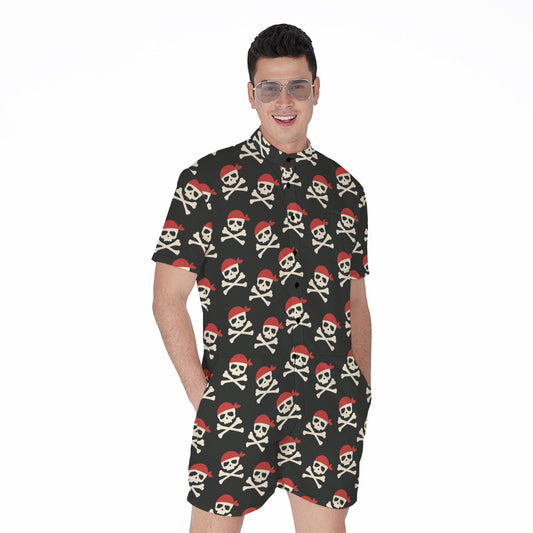 Pirate Skull Crossbones Pattern Print Men's Rompers