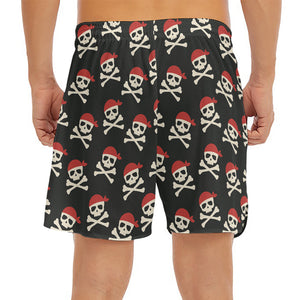 Pirate Skull Crossbones Pattern Print Men's Split Running Shorts