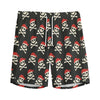 Pirate Skull Crossbones Pattern Print Men's Sports Shorts