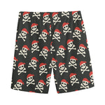 Pirate Skull Crossbones Pattern Print Men's Sports Shorts