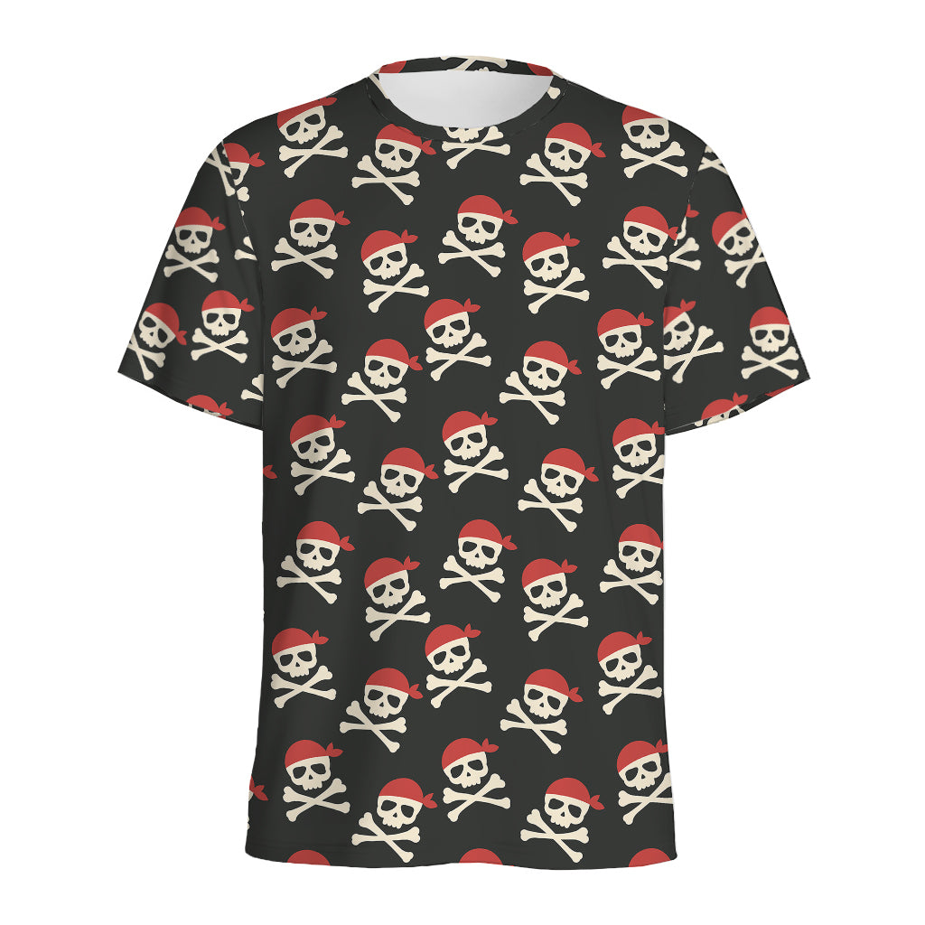 Pirate Skull Crossbones Pattern Print Men's Sports T-Shirt