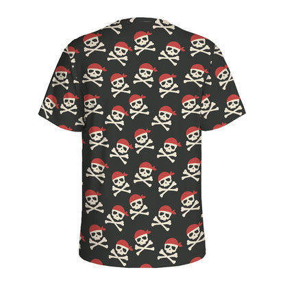 Pirate Skull Crossbones Pattern Print Men's Sports T-Shirt