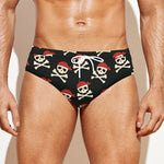 Pirate Skull Crossbones Pattern Print Men's Swim Briefs