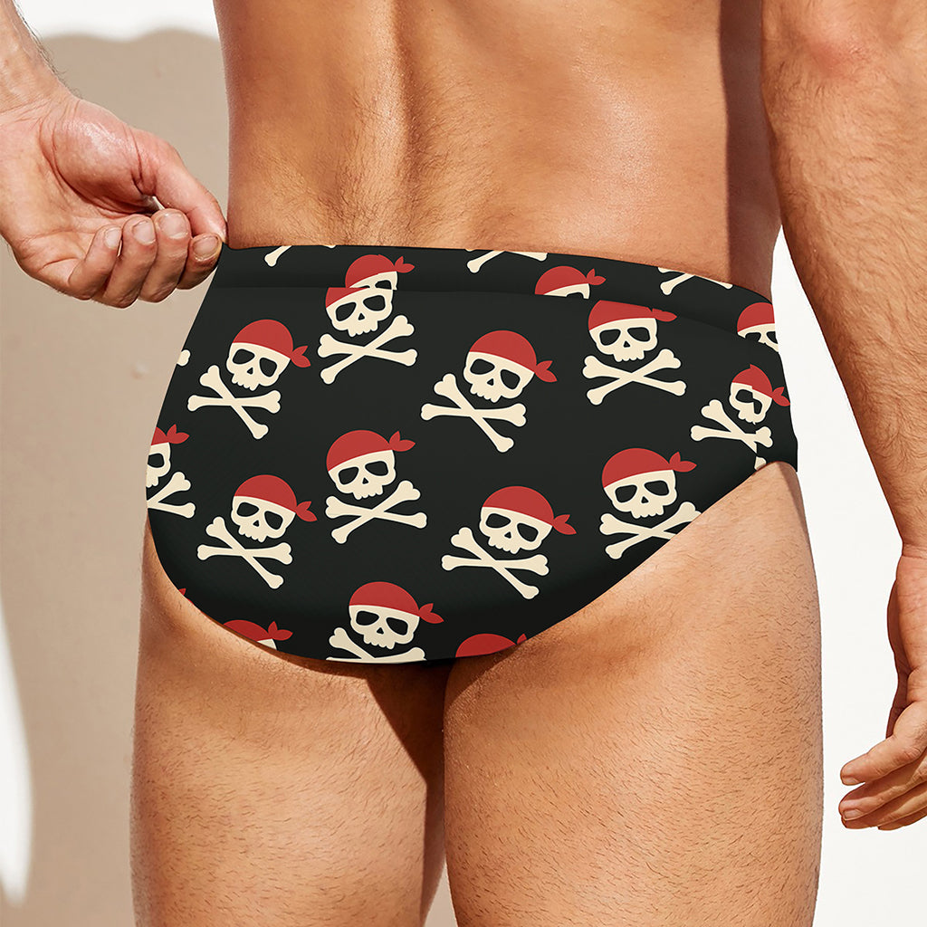 Pirate Skull Crossbones Pattern Print Men's Swim Briefs