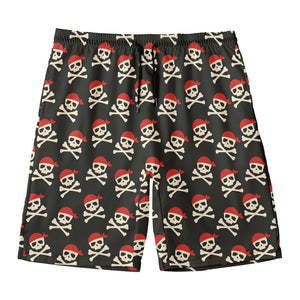 Pirate Skull Crossbones Pattern Print Men's Swim Trunks