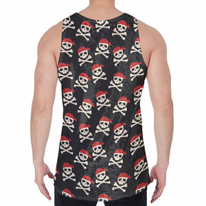 Pirate Skull Crossbones Pattern Print Men's Velvet Tank Top