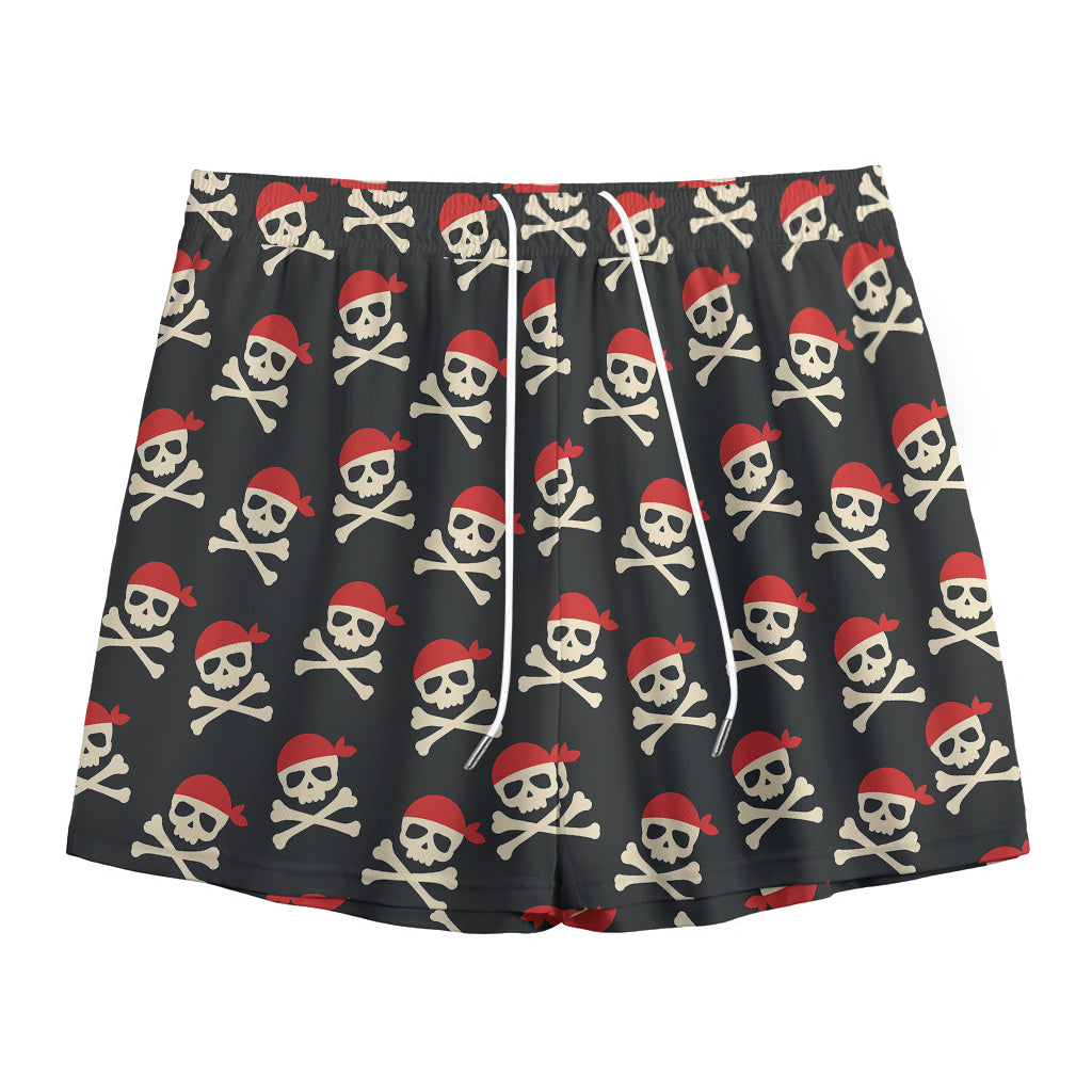 Pirate Skull Crossbones Pattern Print Mesh Shorts