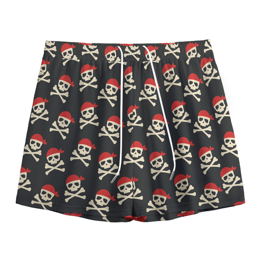 Pirate Skull Crossbones Pattern Print Mesh Shorts