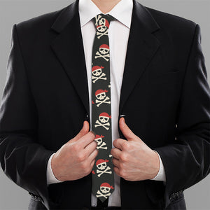 Pirate Skull Crossbones Pattern Print Necktie