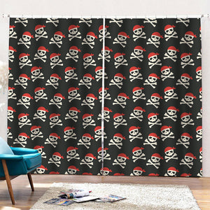 Pirate Skull Crossbones Pattern Print Pencil Pleat Curtains